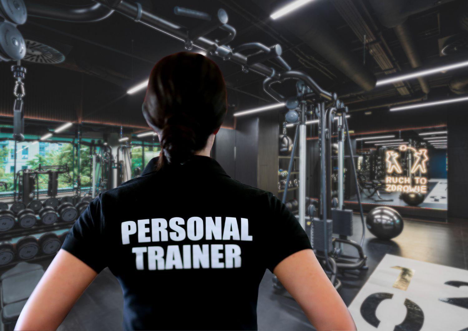 Royal Tulip Warsaw Centre Aparthotel Exterior foto The image shows the back of a person wearing a black shirt with the words "PERSONAL TRAINER" printed in large white letters. The setting appears to be a gym, featuring various workout equipment and weightlifting machines in the background. There are 